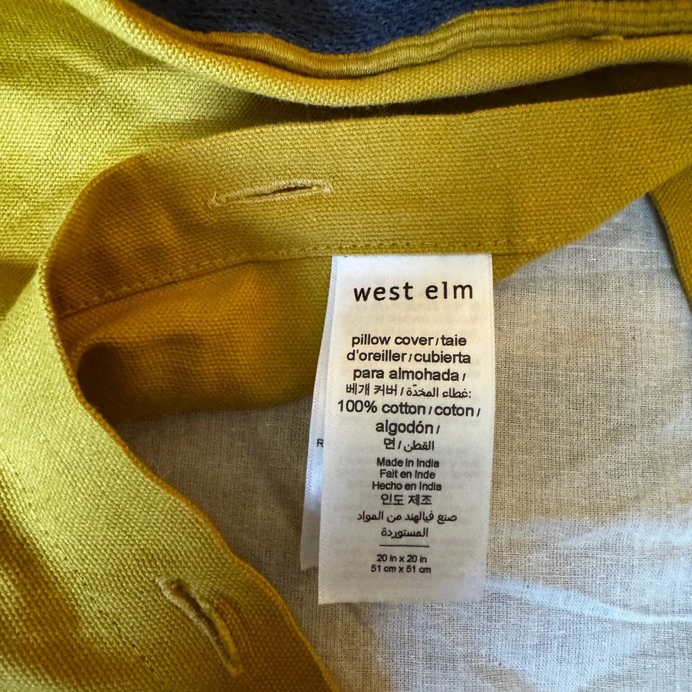 West Elm Striped Blue and Yellow Pillow covers (2)